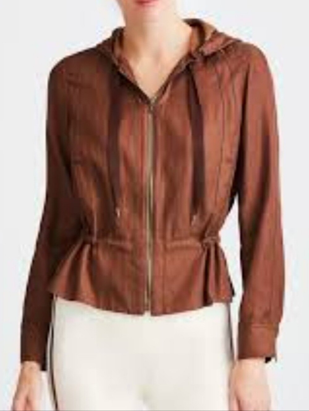 EUC Etcetera Brown Hooded Zip-Front Utility Jacket